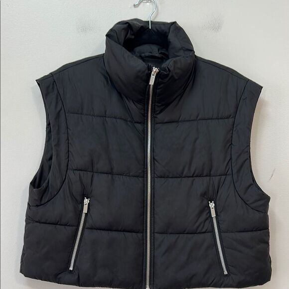 Zara Cropped Puffer‎ Vest Black Size Medium - Picture 2 of 6
